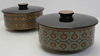 2x Vintage Hornsea Bronte 1977 - Pottery - Casserole Pot / Dish - Tureen - 19cm