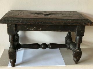 Wonderful Antique Early 19th C Jacobean Style Carved Oak Miniature Stool