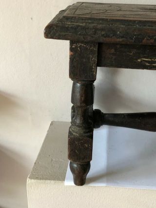 WONDERFUL ANTIQUE EARLY 19TH c JACOBEAN STYLE CARVED OAK MINIATURE STOOL 3