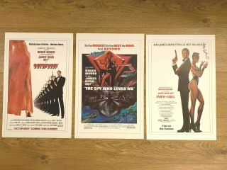 Three Vintage James Bond Posters By Eon 1987 - 11 X 17