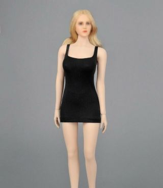 1/6 Black Low Cut Casual Skirt Long Dress Clothes Set Fit 12 " Female Action Figur