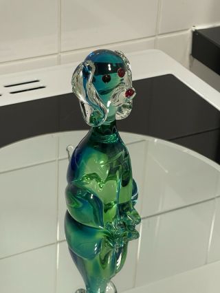 A Stunning Vintage Murano Blue And Green Glass Dog