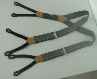 Vintage 1950s Leather And Elastic Button Braces