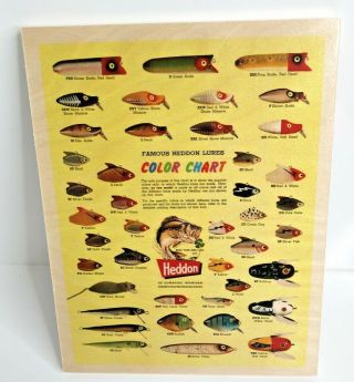 1966 Heddon Old Fishing Lure Pumkin Seed,  Runt,  Chart On Wood Print Ad Man Cave