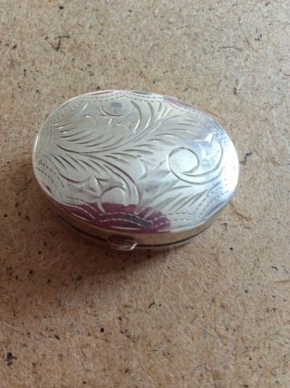 Vintage Solid 925 Silver - Snuff Box With Etched Lid - 10g