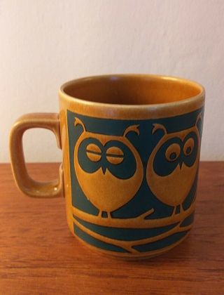 Hornsea " Owls " Mug Brown Vintage - John Clappison Chipped