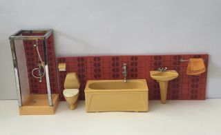 Vintage Lundby Dolls House Bathroom Suite