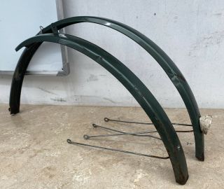 Vintage Green Hercules 26” Wheel Bicycle Mudguards Retro Bike Part 3831