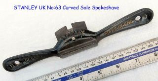 Vintage STANLEY UK No:63 Curved Sole Cast Iron Spokeshave vgc Old Tool 2
