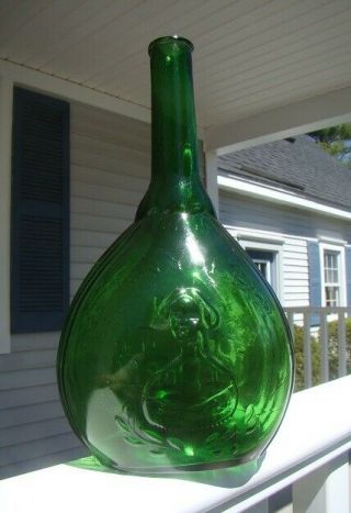 Vintage Emerald Green Jenny Lind Fislerville Glass Bottle