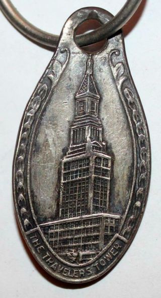Vintage The Travelers Tower.  Hartford,  Ct Insurance Id Tag Key Fob