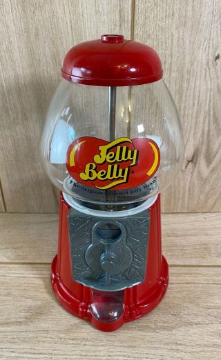 Vintage Jelly Belly Bean Machine Sweet Dispenser Coin Bank Metal & Glass 29cm