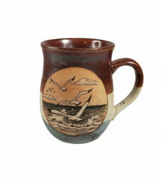 Vintage Handcrafted Otagiri Coffee Mug Seagull Bird Stoneware Glazed Cup
