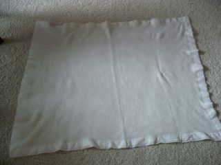 Vintage White Baby Blanket With Satin Binding