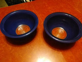 2 Vintage Pyrex Cobalt Blue Clear Bottom Mixing Nesting Bowls 322