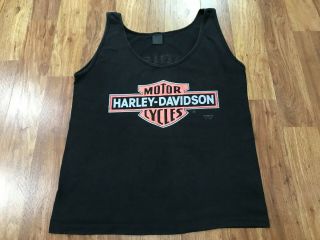 Medium - Vtg 1990 Harley Davidson 3d Emblem 90s Single Stitch Tank T - Shirt Usa