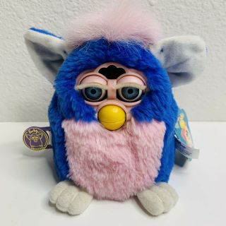 Vintage 1999 Furby Babies Blue & Pink W/ Blue Eyes,  Tag Does Not Work