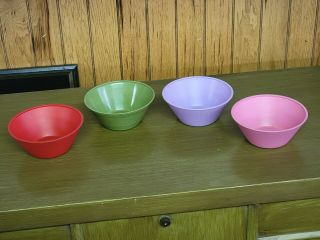 Vintage Set Of 4 Colorful Plastic Margarine Butter Tubs Bowls - Retro Kitchen