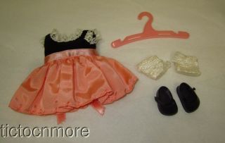 Vintage Double Tagged Vogue Ginny Doll Outfit Pink Taffeta & Velvet Dress Shoes
