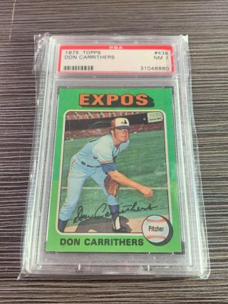 Vintage 1975 Topps Baseball Card Set Break Graded Psa 7 Don Carrithers Card 438