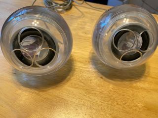 One Vintage Apple Pro Speakers M6531 Clear Round Speakers With Grills