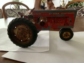 Vintage Tru - Scale Red Die Cast & Metal Tractor Farm Toy