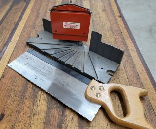 Rare Vintage Stanley Miter Box & Saw W/ West German Back Saw Exclnt ☆usa