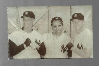 Vintage Postcard Rp Ny Yankees Mickey Mantle Yogi Berra Roger Maris 1960s
