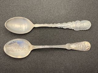 2 Vintage Sterling Silver Souvenir Spoons St John Nb & Lancaster Pa 14 Grams 925