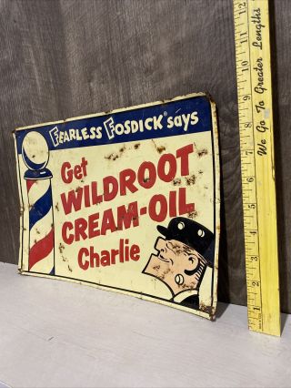 Vintage Get Wildroot Cream - Oil Embossed Metal Sign Barber Shop Shave Gas Oil 3