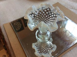 Vintage Fenton 3.  5” T French Opalescent Hobnail Footed Vase,  No.  3853 Fo
