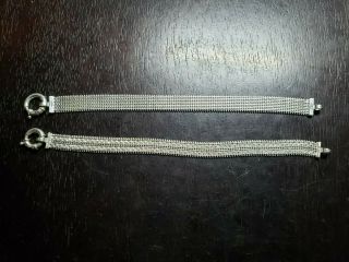 Vintage Mexican Sterling Silver Mesh Bracelets Marked I.  S.  925