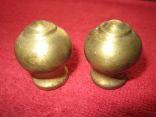 2 Vintage Antique Curtain Brass Ball Finial,  1 X 1 3/8 ",  Parts