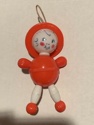 Vintage Baby Rattle Crib Toy Red And White 4.  5” Small Hairline Crack On The Side