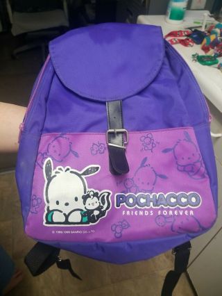 Vintage Sanrio Pochacco Friends Forever Purple Backpack
