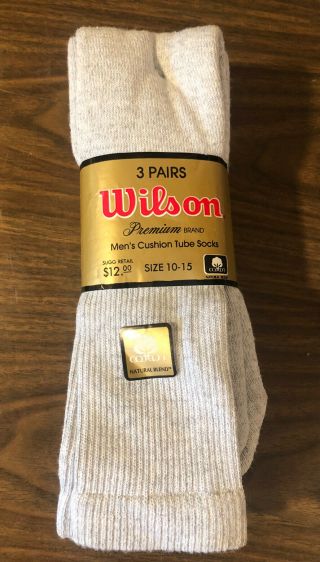 Vintage Wilson Cushioned Tube Socks,  Pk Of 3 Pair,  Usa Gray