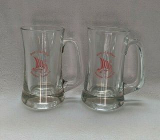 Sons Of Norway Poulsbo Wa Lodge 2 Glass Mugs Vintage Pair
