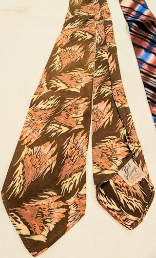 1940s 1930s Cheney Cravats Bird Plumage Neck Tie Cravat Vtg