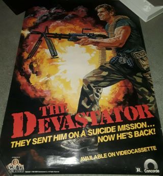 The Devastator 1986 Vintage Vhs Poster Deadly Prey First Blood Stallone Cobra