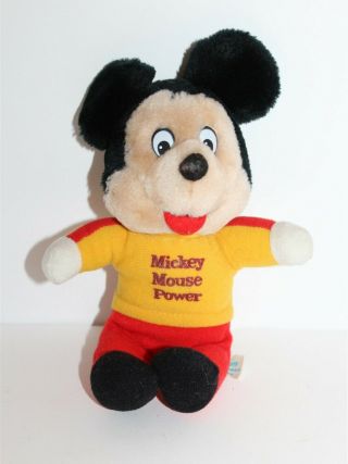 Vintage Disney Mickey Mouse Power Plush Toy 10 " Made In Korea 1981