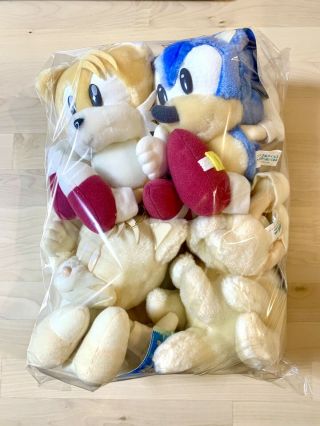 [4set] Sonic The Hedgehog Sega 1998 Japan Large Fuzzy Paste Plush Fighters Tails