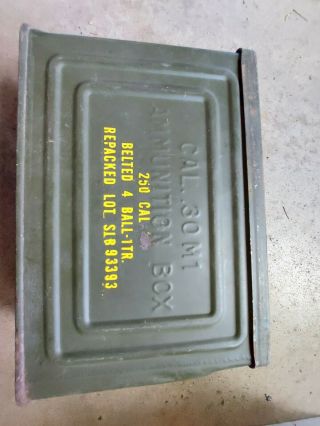 Vintage Ww2 Wwii Canco Flaming Bomb 30 Cal M1 Metal Ammo Box