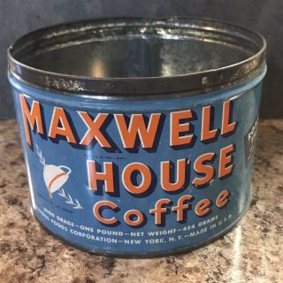 Vintage Maxwell House Coffee Can 1 Lb “good To The Last Drop " With No Lid