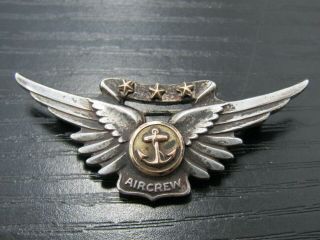 Vintage Amico Sterling Silver Wwii Us Navy Aircrew Wings Brooch Pin