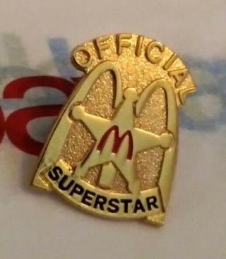 Vintage Official Mcdonalds Star Sheriff Badge Golden Arches Gold Toned Pin
