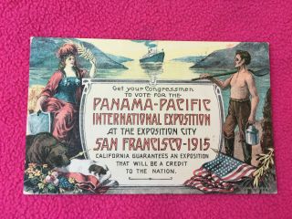 Vintage Postcard San Francisco Panama - Pacific Exposition World Fair Vote For
