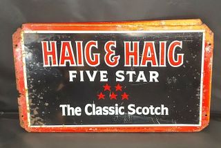 Vintage Haig & Haig Five Star Scotch Tin / Metal Sign 14 X 8.  25 "