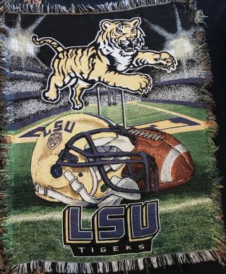 Vintage Lsu Tigers Football Tiger Stadium Throw Blanket