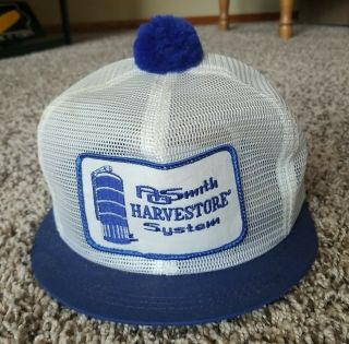 Vtg Havestore Short Bill Pom Farm Full Mesh Trucker Patch Hat Cap K - Product Usa