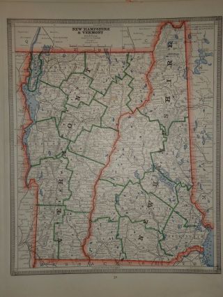 Vintage 1884 Hampshire Vermont Map Old Antique Atlas Map 84/081016